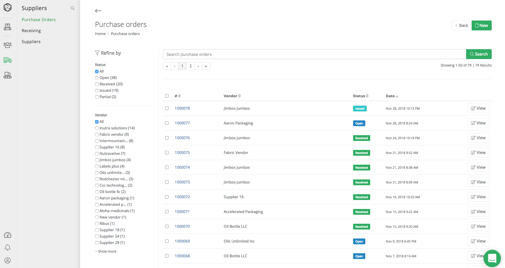 Manage Purchase Orders and Suppliers