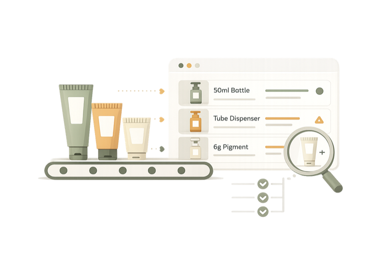 Fiddle variant matrix for cosmetics product management