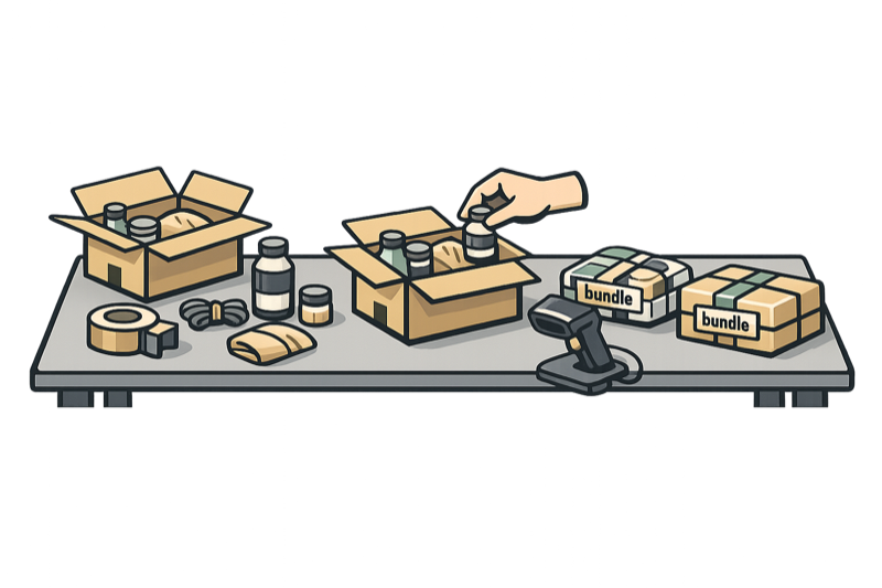 Fiddle kitting and bundling for CPG brands