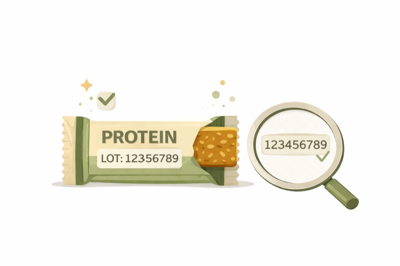 Fiddle lot traceability screen showing ingredient-to-product chain