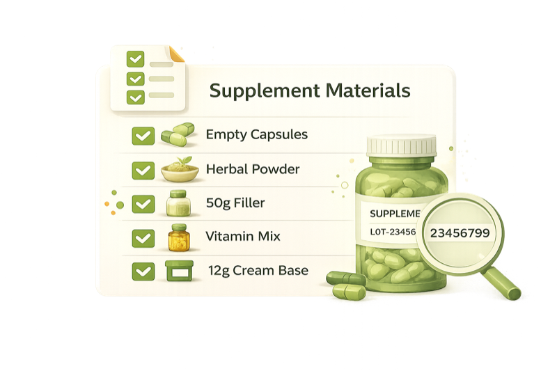 Fiddle lot traceability for supplement brands