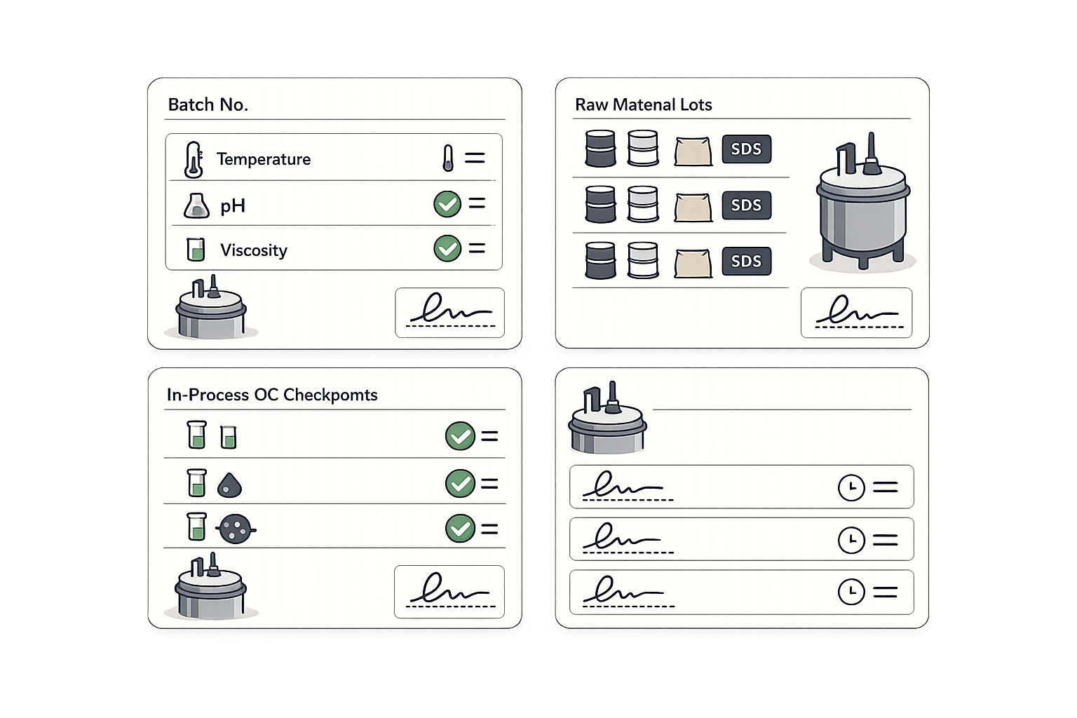 Fiddle batch record management for chemical manufacturing