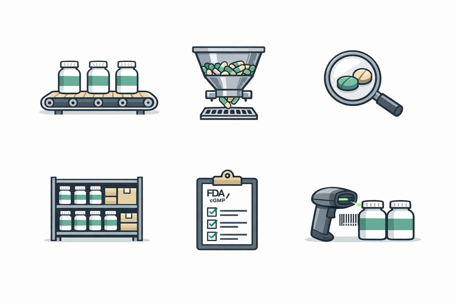 Fiddle inventory dashboard showing supplement manufacturing production tracking